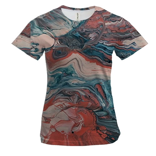 Жіноча 3D футболка Абстракція розводи фарби. 16