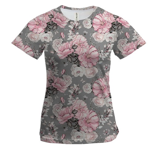 Женская 3D футболка «Розовые розы»