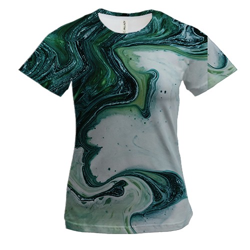 Женская 3D футболка Абстракция разводы краски. 17