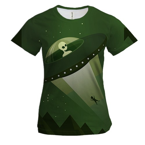 Женская 3D футболка с пришельцем и человеком