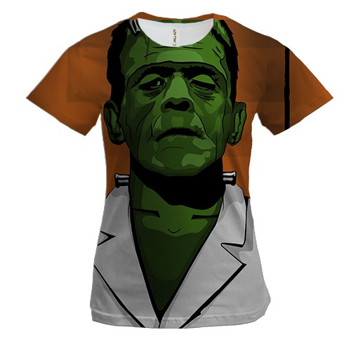 Женская 3D футболка с зеленым зомби