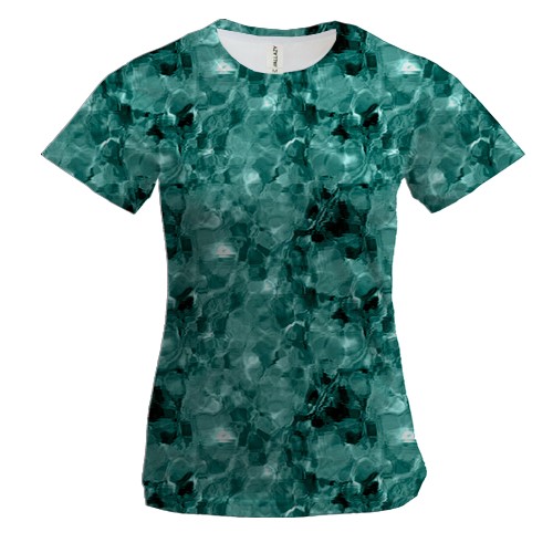 Женская 3D футболка с темно-синими кристаллами