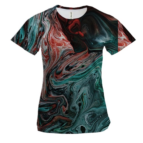 Жіноча 3D футболка Абстракція розводи фарби. 20