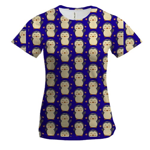 Женская 3D футболка с пингвинами (2)