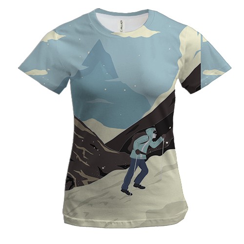 Жіноча 3D футболка з походом в гори