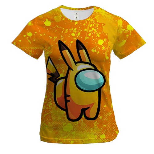 Жіноча 3D футболка AMONG US - Pikachu