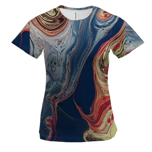 Женская 3D футболка Абстракция разводы краски. 22
