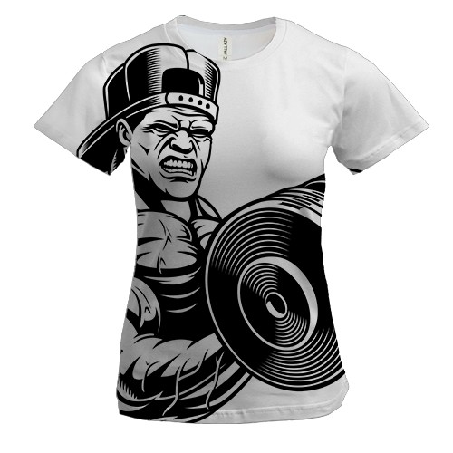 Женская 3D футболка с черно белым качком