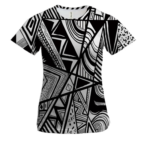 Женская 3D футболка Чёрно-белые узоры