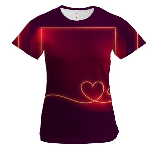 Жіноча 3D футболка з неоновим рамкою і сердечком