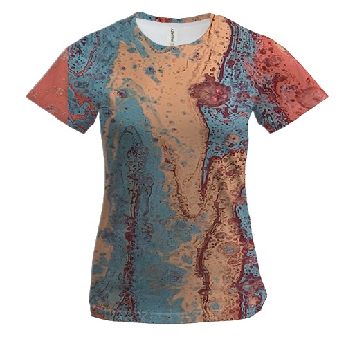 Женская 3D футболка Абстракция разводы краски. 24