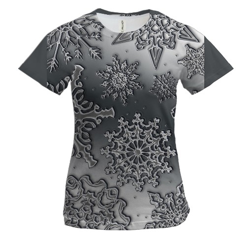 Жіноча 3D футболка зі срібною сніжинкою