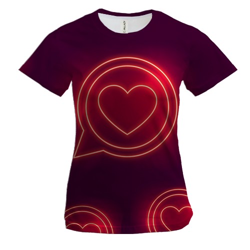 Жіноча 3D футболка з неоновим серцем в колі