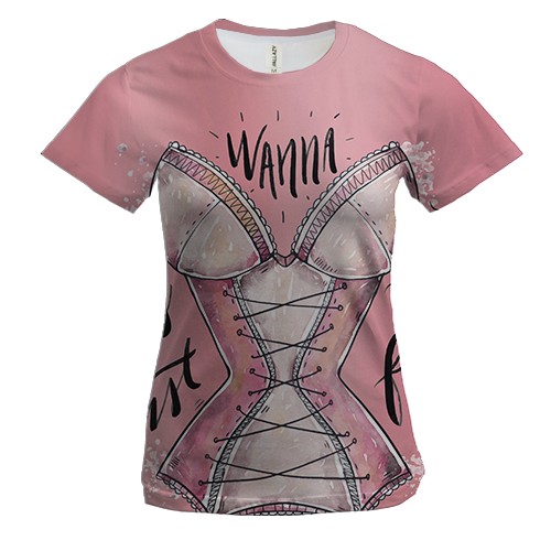 Жіноча 3D футболка з жіночим корсетом