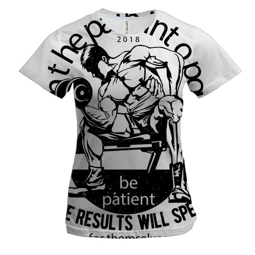 Женская 3D футболка с занимающимся бодибилдером