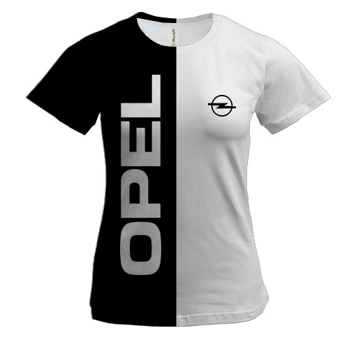 Женская 3D футболка Opel logo (Black and White)