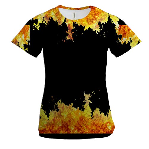 Женская 3D футболка с огнем