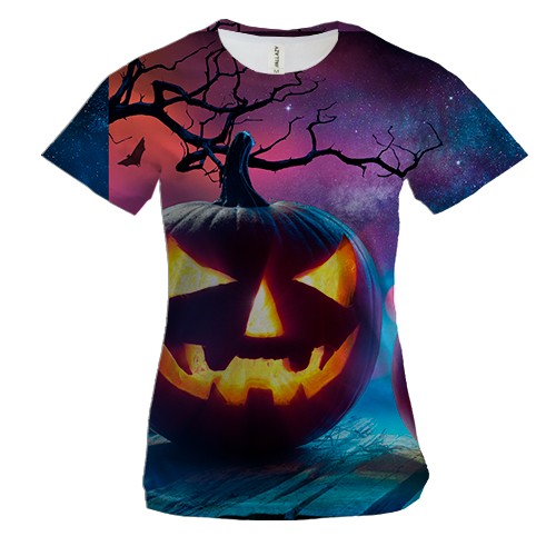 Жіноча 3D футболка Halloween pumpkins 2