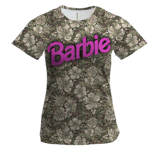Женская 3D футболка с надписью "Барби"
