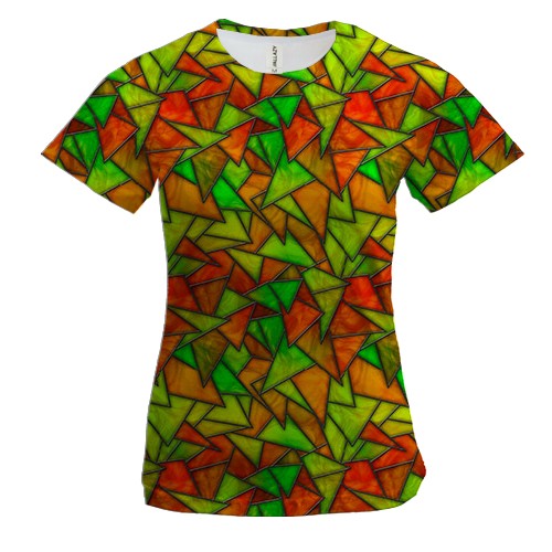 Жіноча 3D футболка з трикутним жовтим вітражем