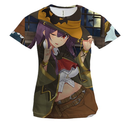 Женская 3D футболка Halloween anime girl