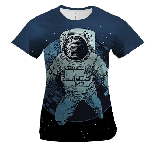 Жіноча 3D футболка з космонавтом в космосі