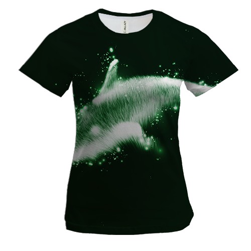 Женская 3D футболка со светящейся акулой