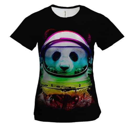Женская 3D футболка Панда-космонавт