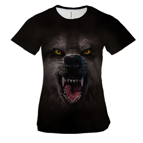 Женская 3D футболка Злой волк