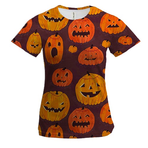 Женская 3D футболка Halloween pattern..