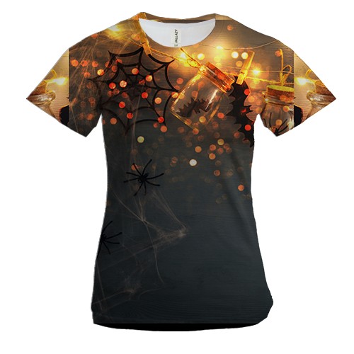 Женская 3D футболка Праздничная паутина