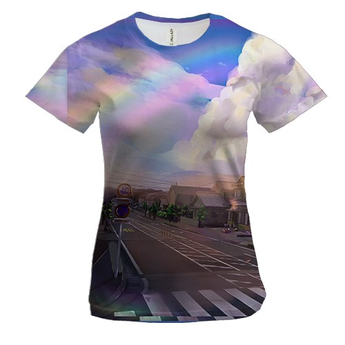 Женская 3D футболка Аниме пейзаж