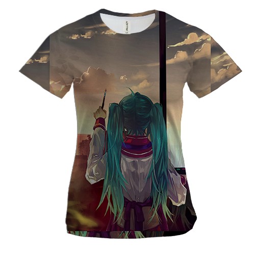 Женская 3D футболка Anime girl . Butterfly