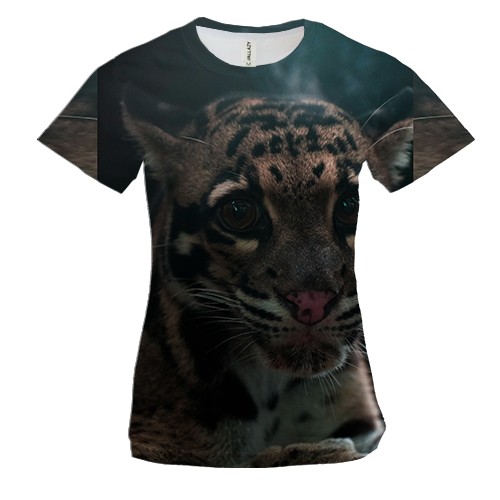 Женская 3D футболка Дикий кот
