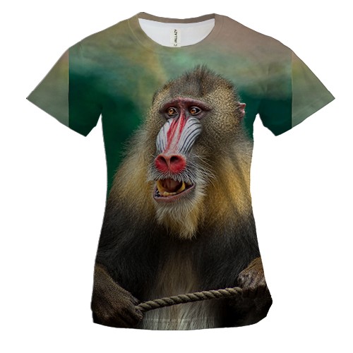 Женская 3D футболка Мандрил