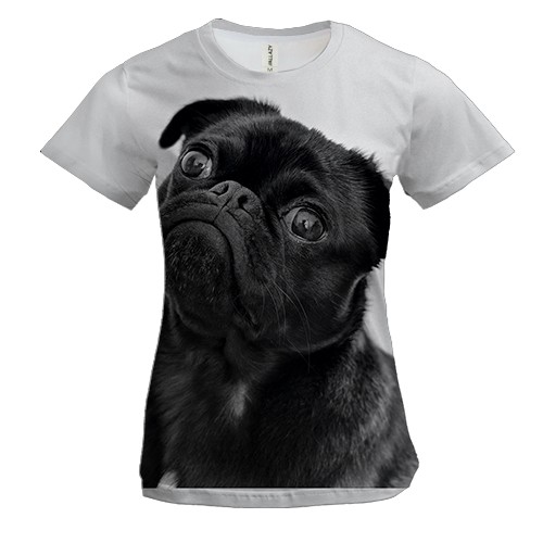 Женская 3D футболка Черный пес