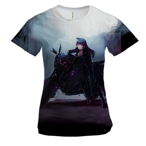 Женская 3D футболка Крутая девушка на байке