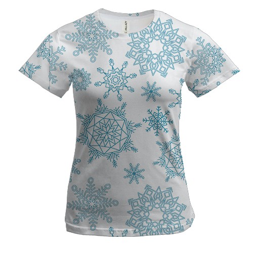 Жіноча 3D футболка сніжинки патерн