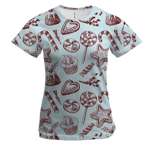 Жіноча 3D футболка Новорічний патерн 19