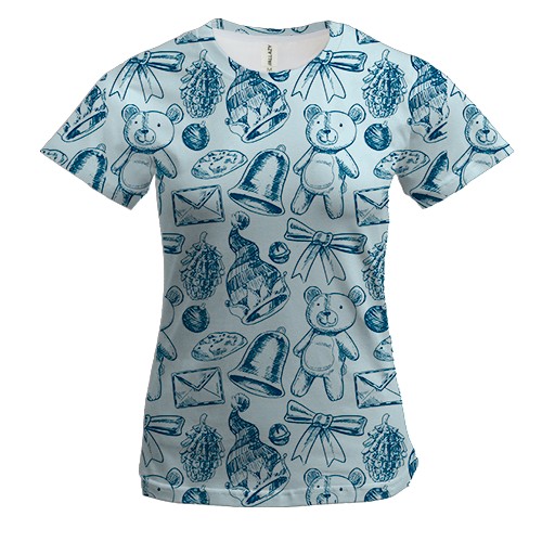 Жіноча 3D футболка Новорічний патерн 21