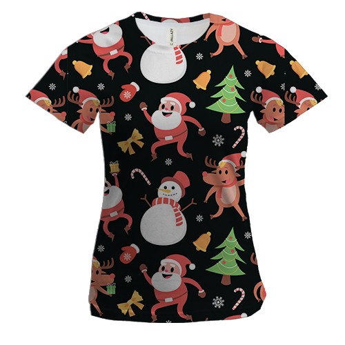 Жіноча 3D футболка Новорічний патерн 22