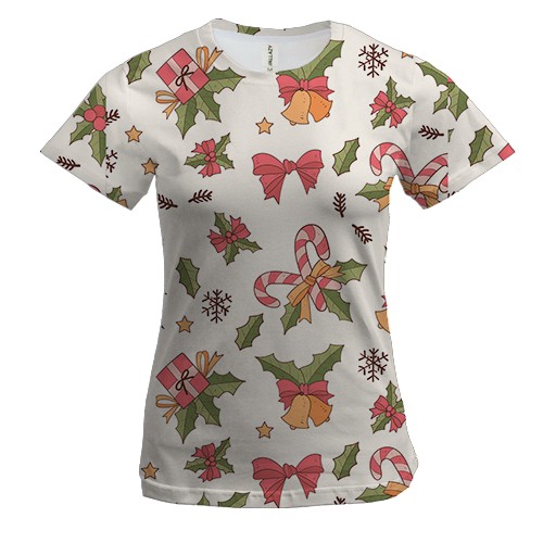 Жіноча 3D футболка Новорічний патерн 15