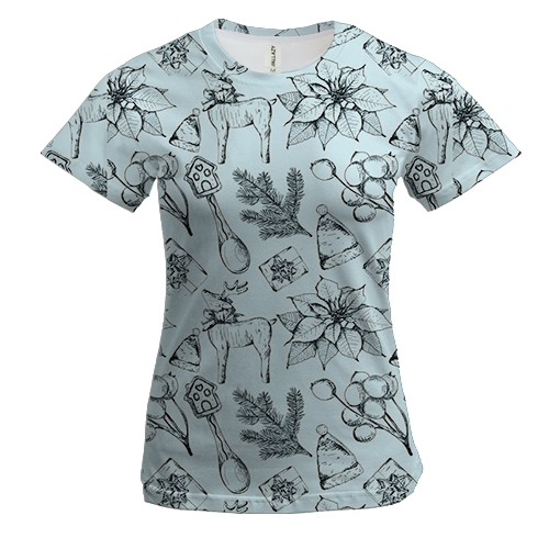 Жіноча 3D футболка Новорічний патерн 16