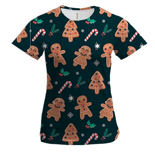 Жіноча 3D футболка Новорічний патерн 17