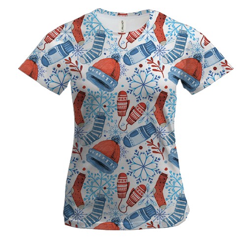 Жіноча 3D футболка Новорічний патерн 8