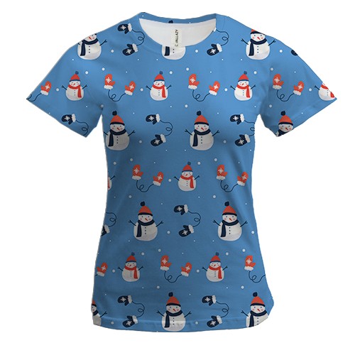 Жіноча 3D футболка Новорічний патерн 12