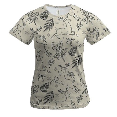 Жіноча 3D футболка Новорічний патерн 6