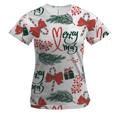 Жіноча 3D футболка Новорічний патерн 7