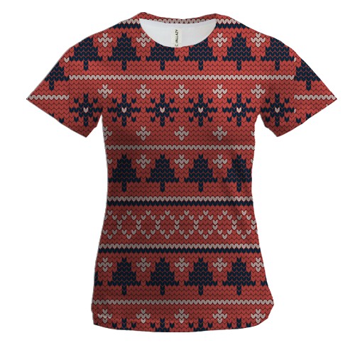 Жіноча 3D футболка Новорічний орнамент. 3