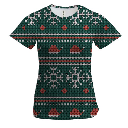 Женская 3D футболка Новогодний орнамент 2